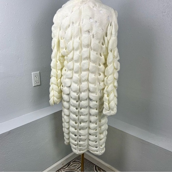 Simply Couture White Lose Chunky Knit Wool Blend Open Cardigan Women’s size3XL - Picture 3 of 5